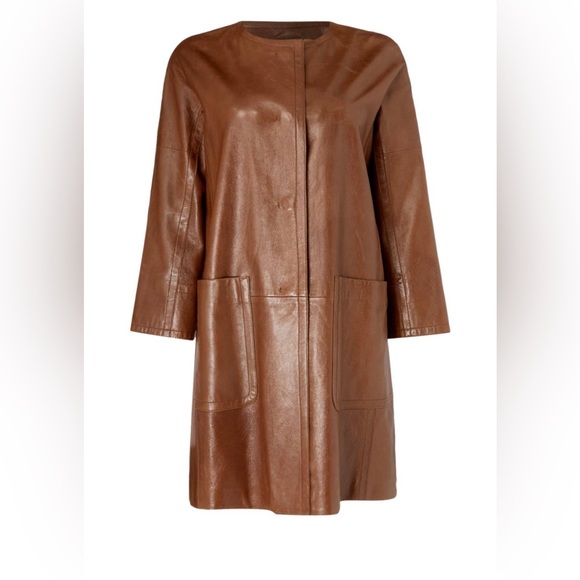 NEW WEEKEND MAXMARA Taverna Long Leather Jacket - Picture 3 of 15